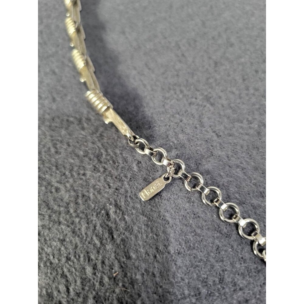 MONET Vintage Silver Tone Chain Choker Necklace Wrapped Coil Brushed - Picture 6 of 8